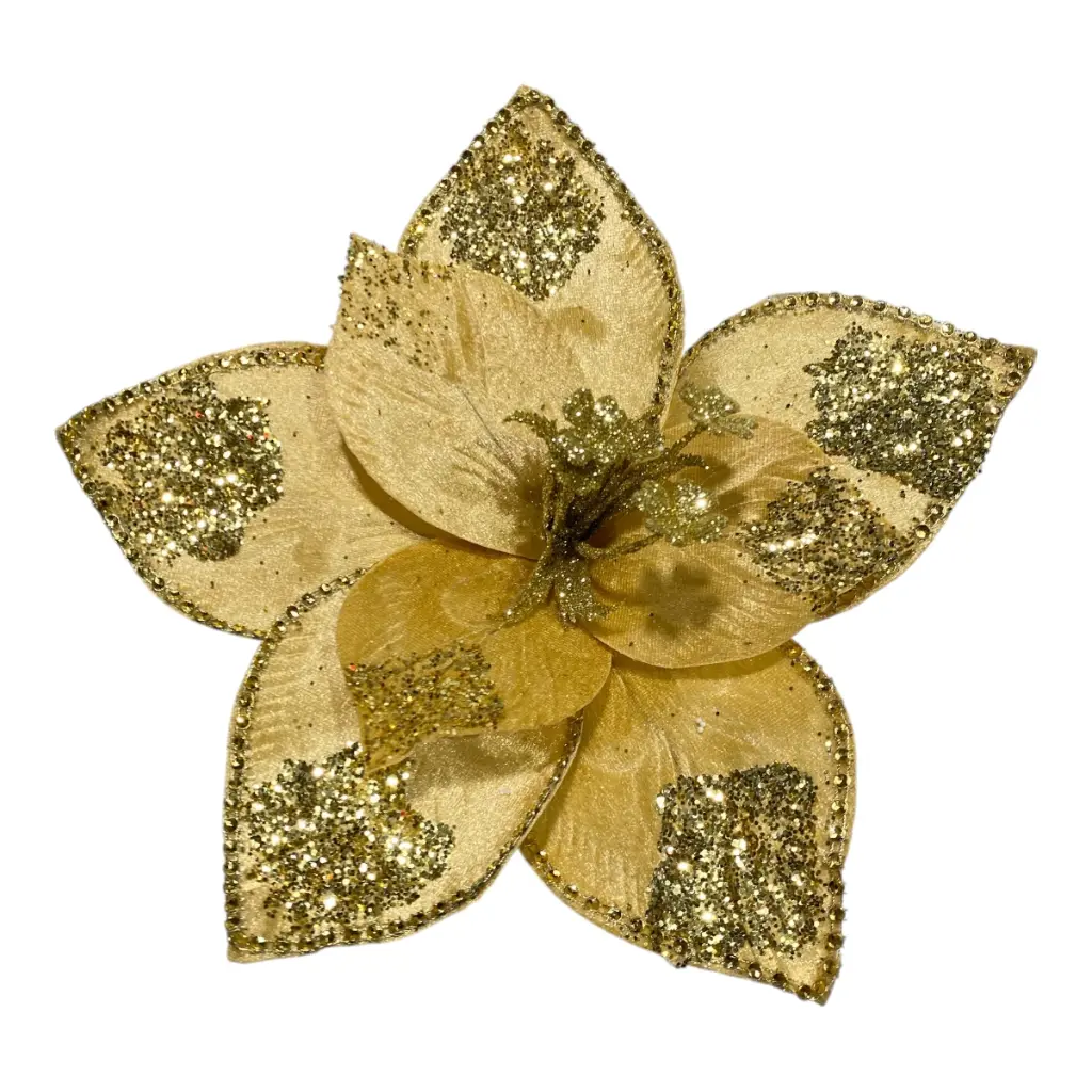 FLOR NAVIDEÑA DORADA 28CM