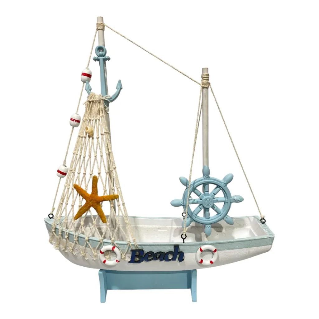 BARCO CELESTE MADERA C/SOPORTE 29X8X36CM