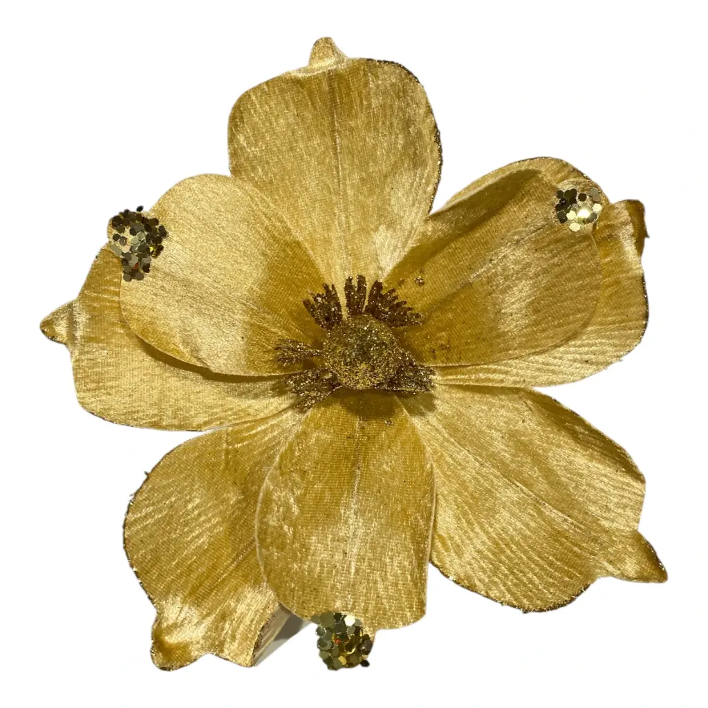 FLOR NAVIDEÑA DORADA TELA 22CM