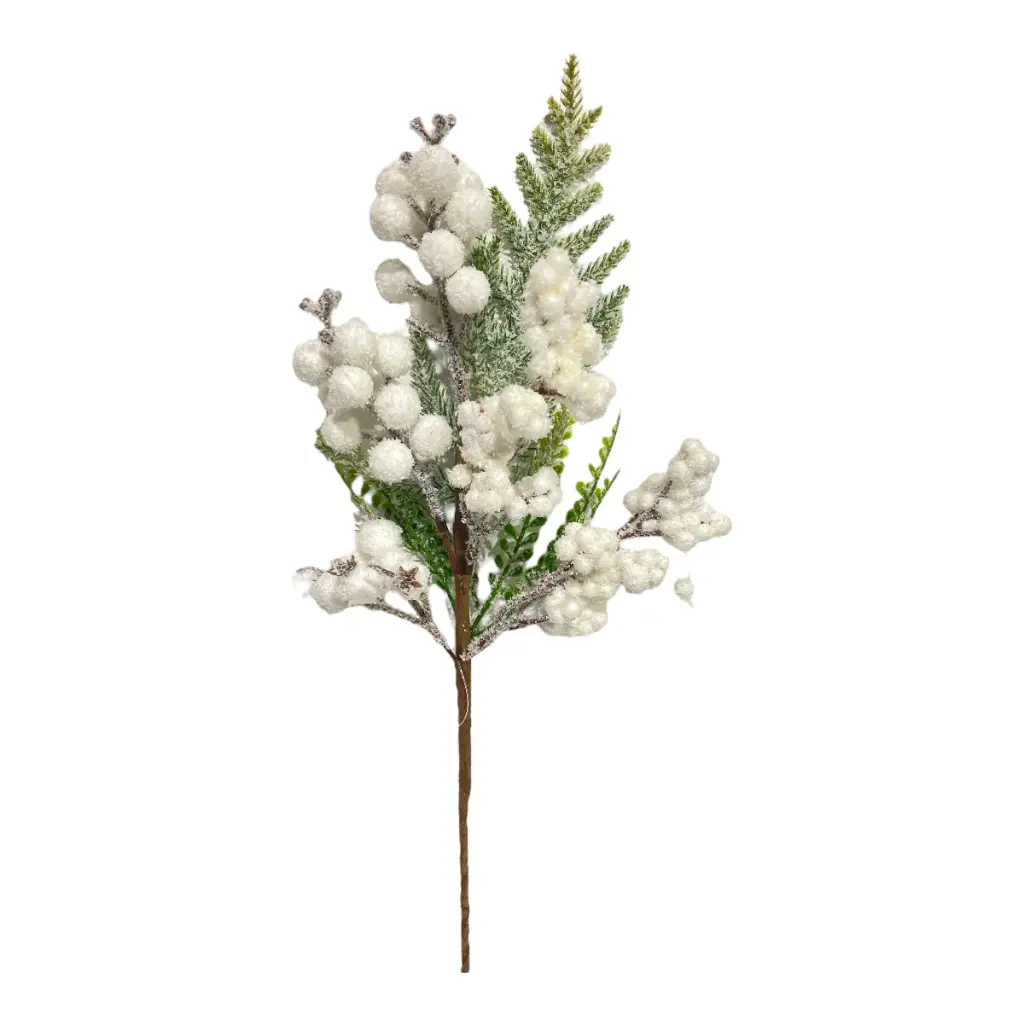 RAMA NAVIDEÑA NEVADA BOLITAS BLANCAS 40CM