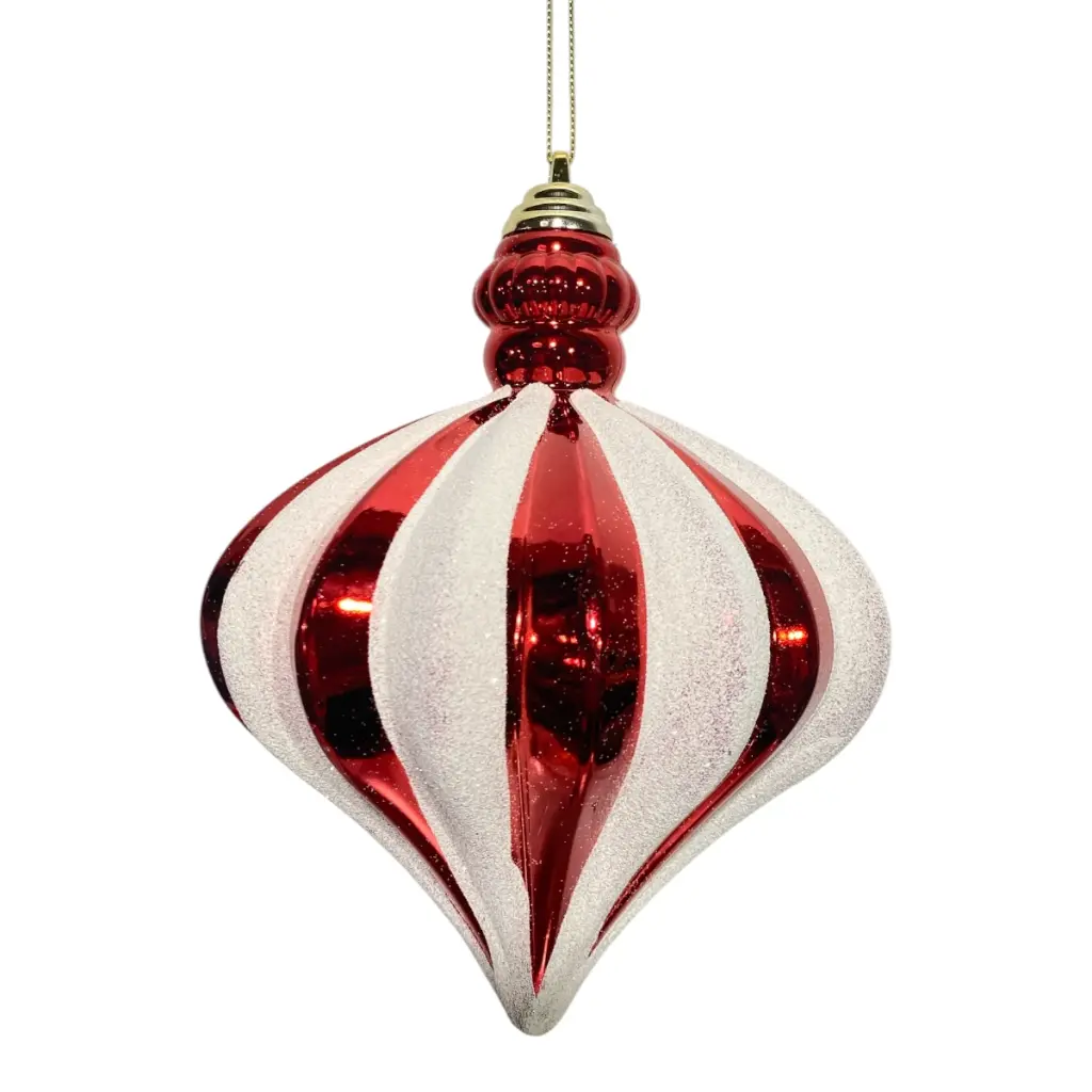 ESFERA NAVIDAD 20CM COLGANTE ROJO/BLANCO 