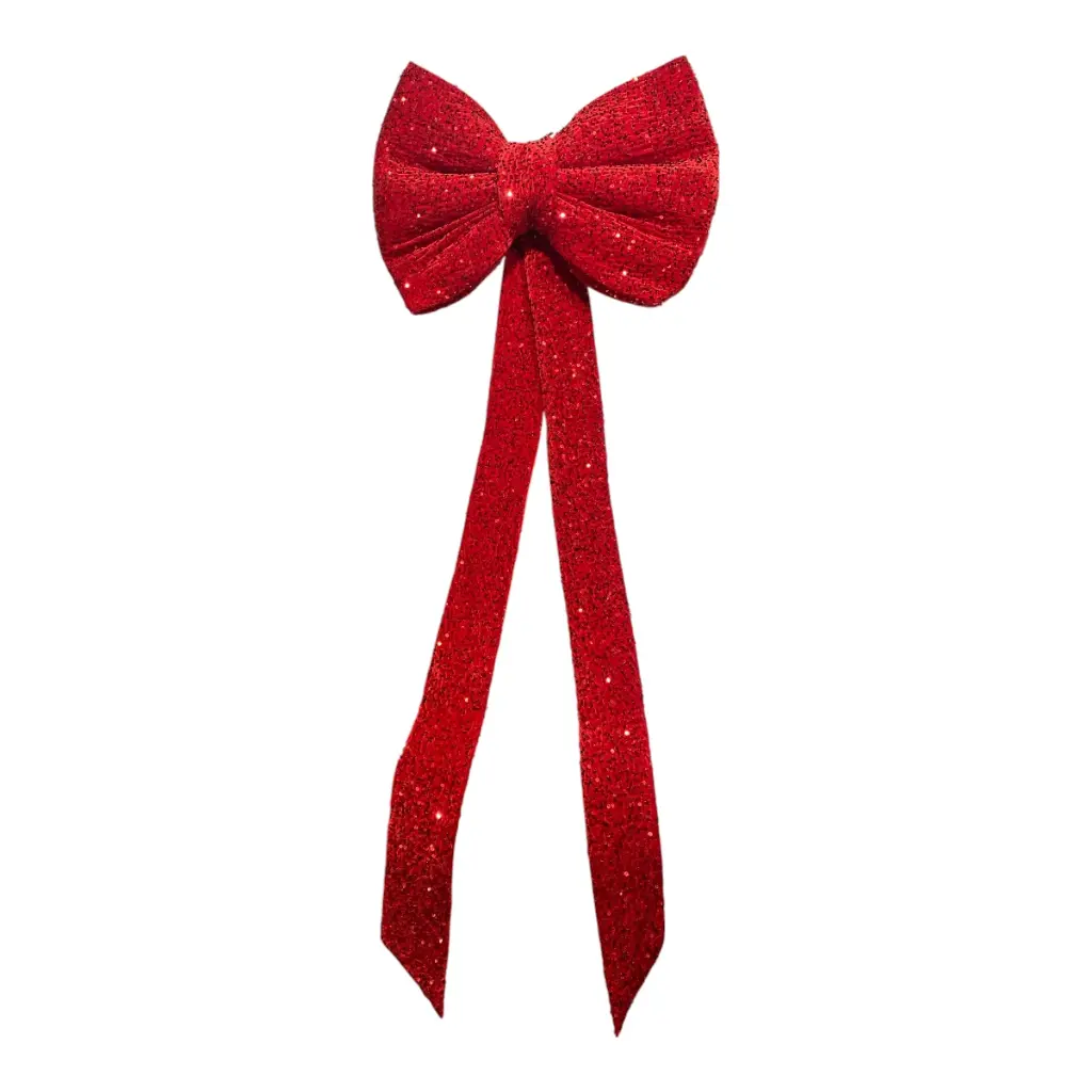 MAXILAZO NAVIDEÑO DE TELA GAMUZA CON LENTEJUELAS  ROJO 60X160CM