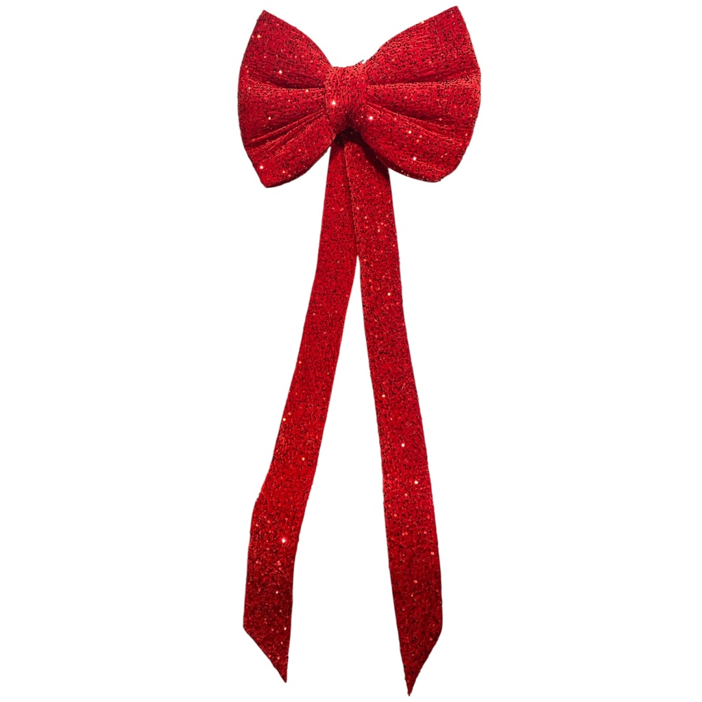 MAXILAZO NAVIDEÑO DE TELA GAMUZA CON LENTEJUELAS  ROJO 60X160CM