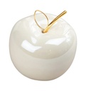 MANZANA DECOR DE PORCELANA BLANCA PERLADA  9X9X11CM