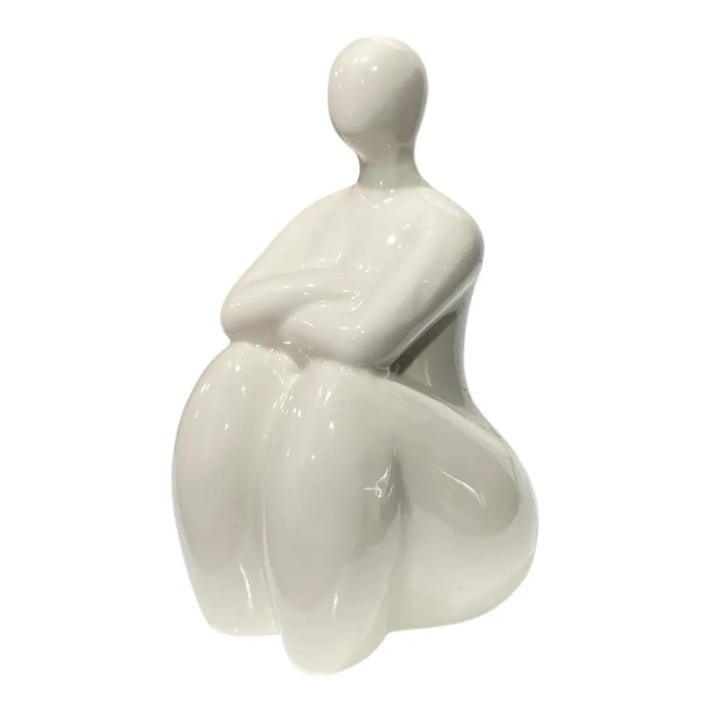 DAMA ABSTRACTO DE PORCELANA BLANCA 9X8X15CM