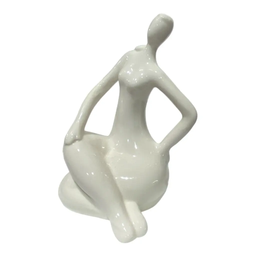DAMA ABSTRACTO DE PORCELANA BLANCA 9X8X15CM 