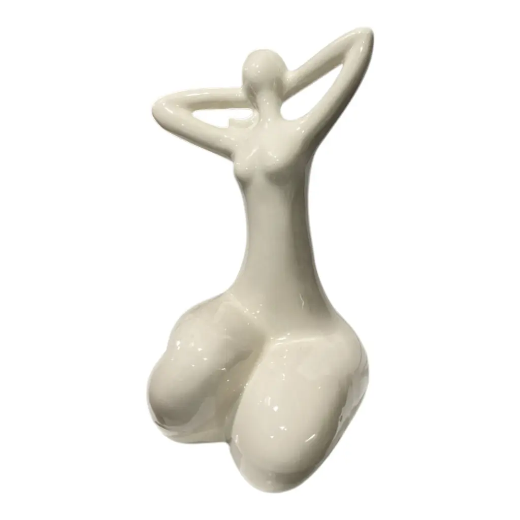 DAMA ABSTRACTO DE PORCELANA BLANCA 9X8X15CM  