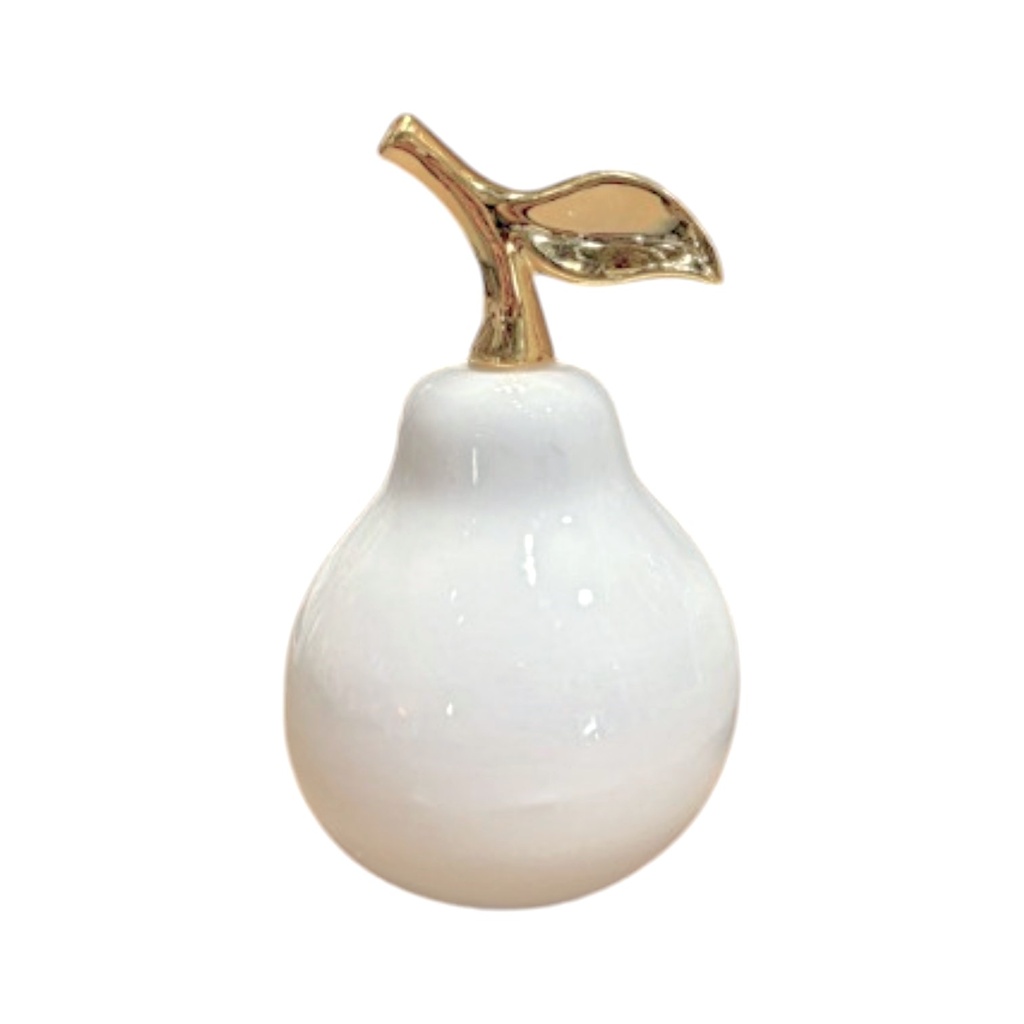 PERA DE PORCELANA BLANCA/DORADO 8X15CM