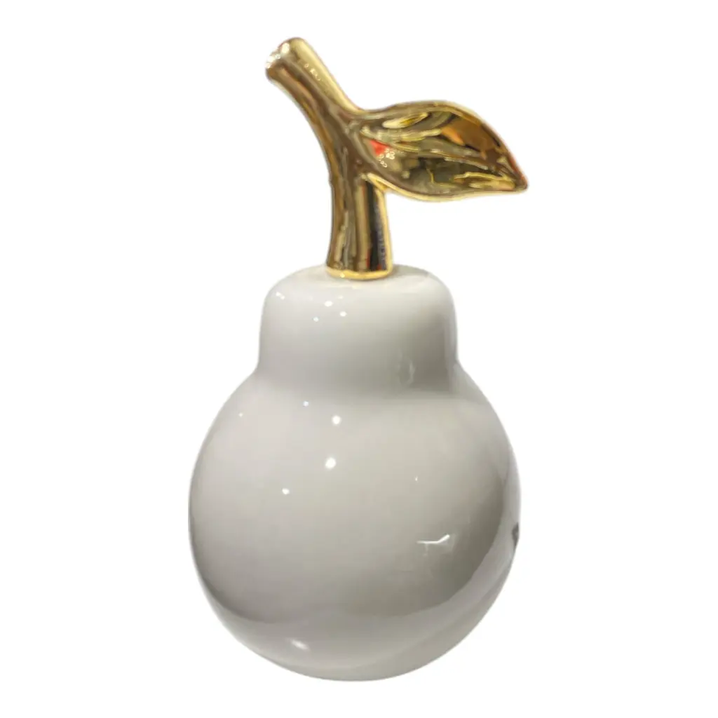 PERA DE PORCELANA BLANCA/DORADO 8X15CM
