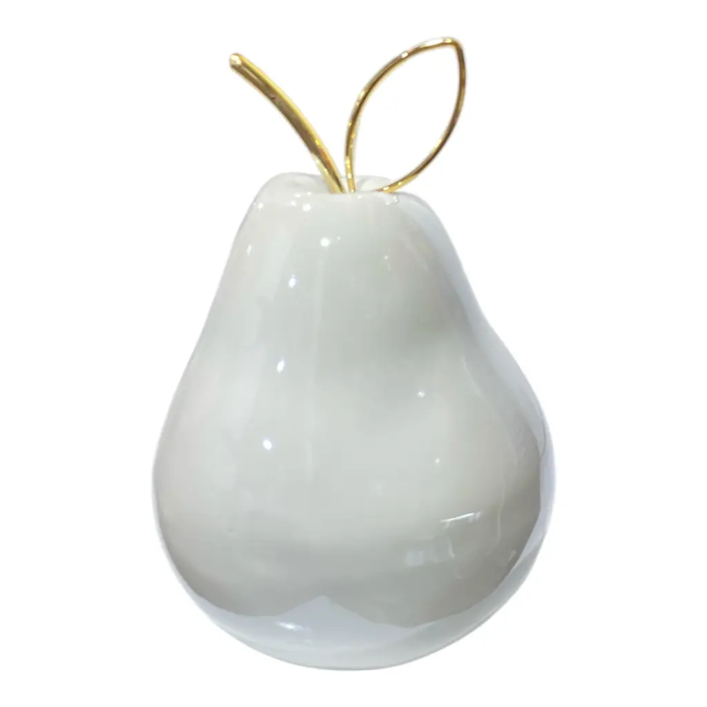 PERA DE PORCELANA BLANCA/DORADO 10X15CM