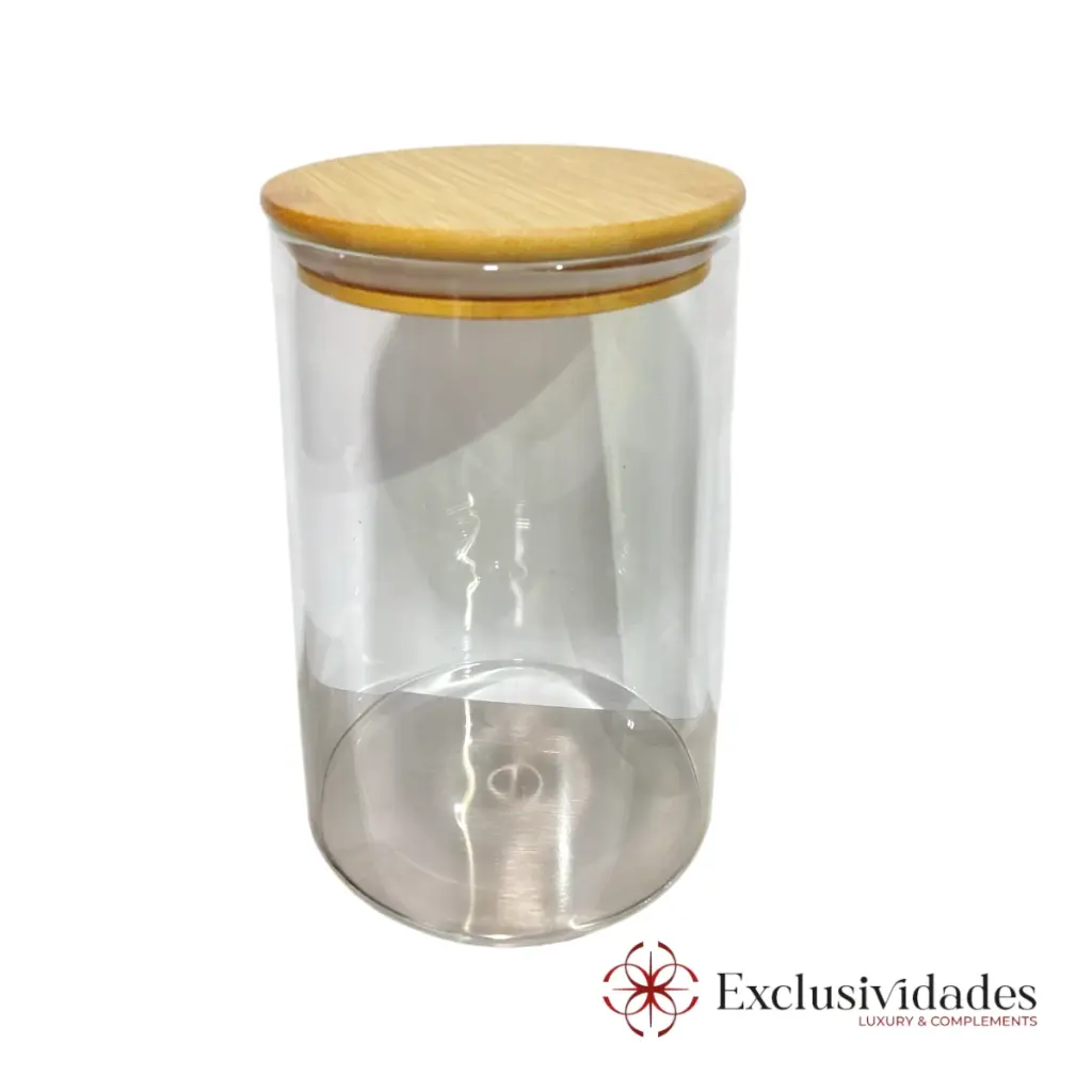 FRASCO DE VIDRIO CON TAPA MADERA BAMBOO 750ML