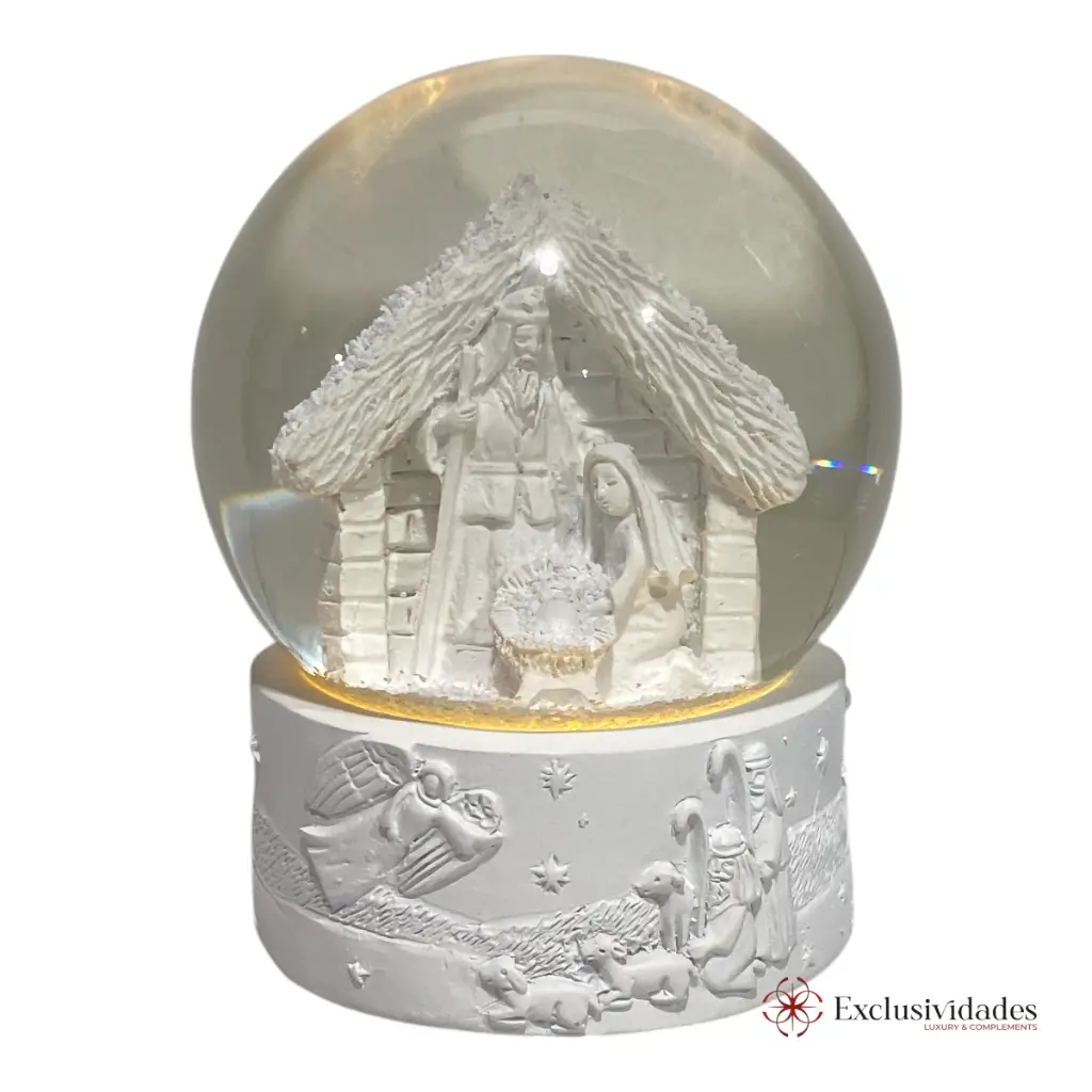 ESFERA DE AGUA SAGRADA FAMILIA POLIRESINA Y VIDRIO CON LUZ LED  REF: TG11385  10X10X12.5CM