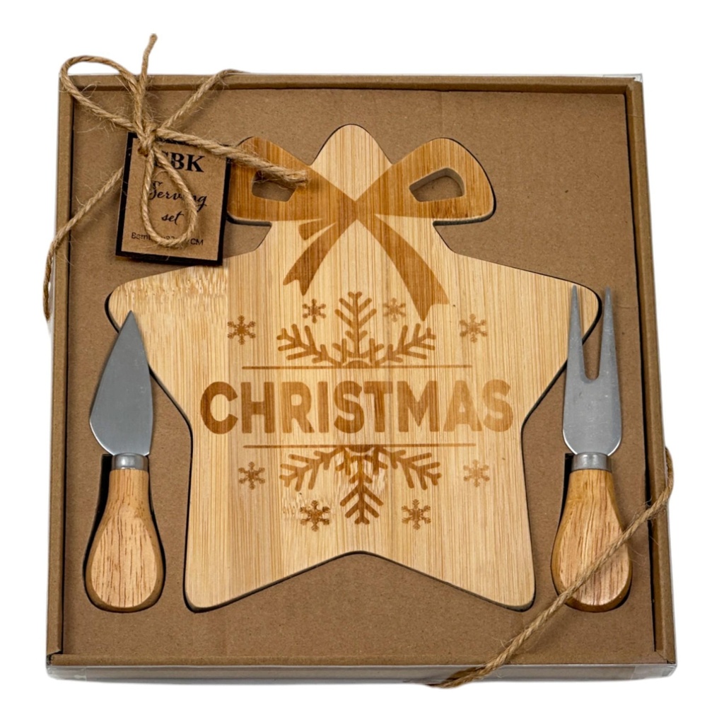 TABLA PARA QUESOS NAVIDEÑA SETX3PZ. 25X23X22CM