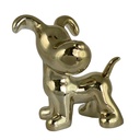 PERRO DECOR DORADO PORCELANA 24X16X27CM