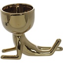 MACETA FIGURA DORADA ACOSTADA PORCELANA 14.5X9X12CM