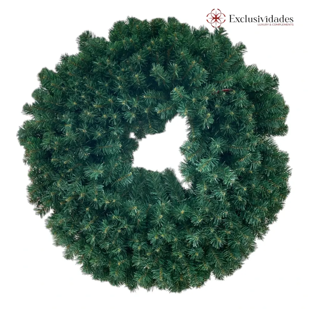 CORONA NAVIDEÑA 80CM VERDE FRONDOSO, DOBLE PROPOSITO CORONA PARA TUMBADO, ESTRUCTURA DE HIERRO