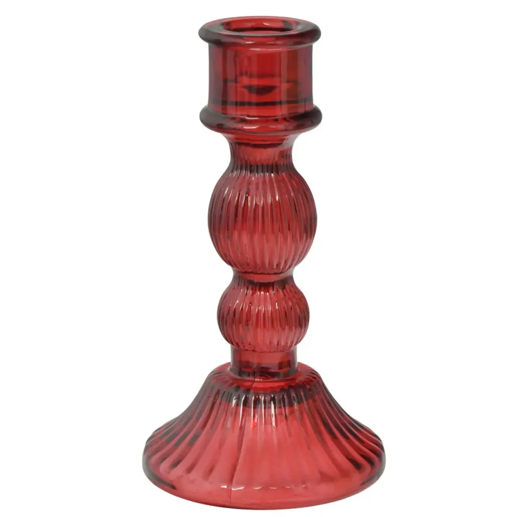 CANDELABRO DE VIDRIO ROJO REF:ES27926 8X15CM