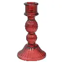 CANDELABRO DE VIDRIO ROJO REF:ES27926 8X15CM