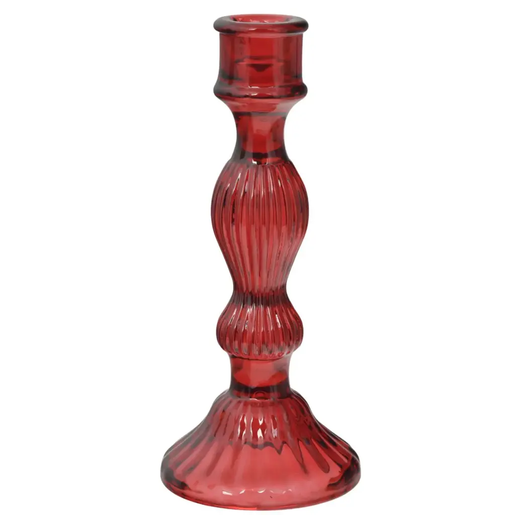 CANDELABRO DE VIDRIO ROJO REF:ES27927 9X20CM 