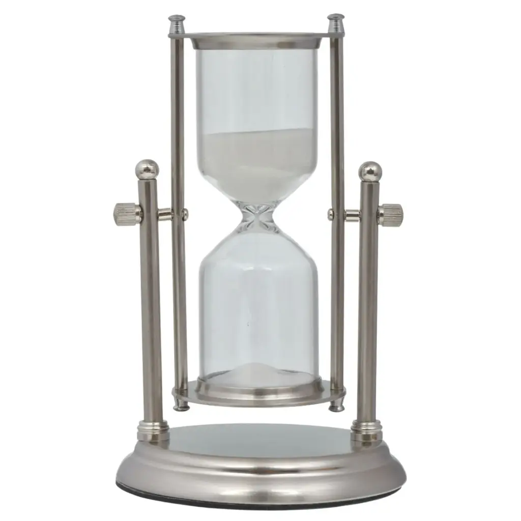 RELOJ DE ARENA PLATEADO METAL/VIDRIO 15MIN REF:ES28280 11X19CM