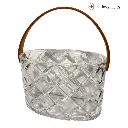 FLORERO CARTERA VIDRIO C/AGARRADERA CUERO CAFE  REF:ES27813 20X10X26CM