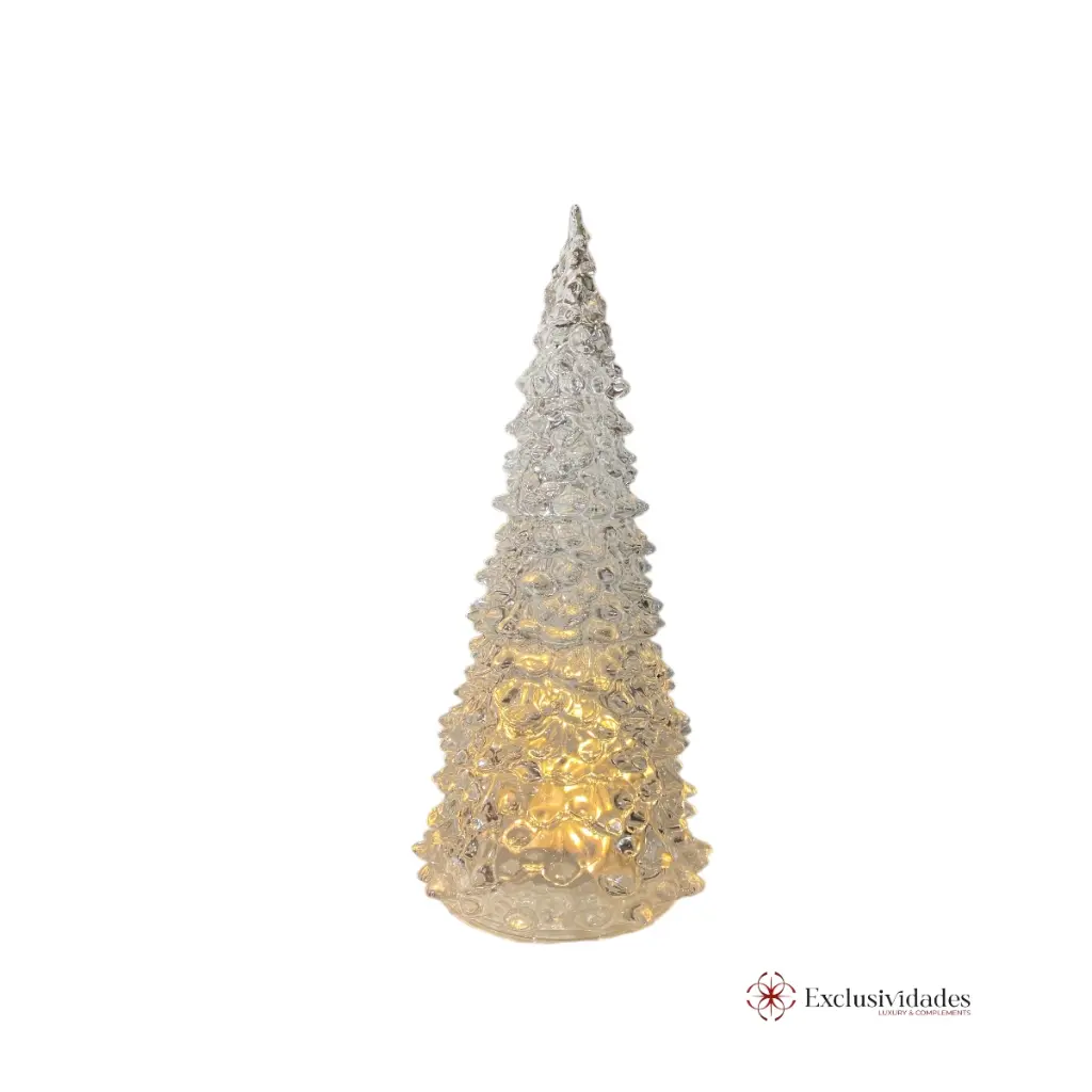 ARBOL DE NAVIDAD DE VIDRIO  C/LUZ LED A PILAS REF:ES27850 21X11CM 