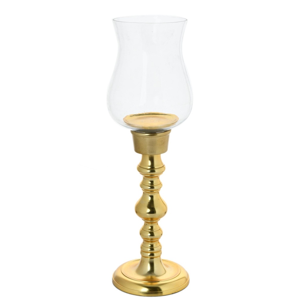 CANDELABRO DORADO METAL/VIDRIO 51X17CM