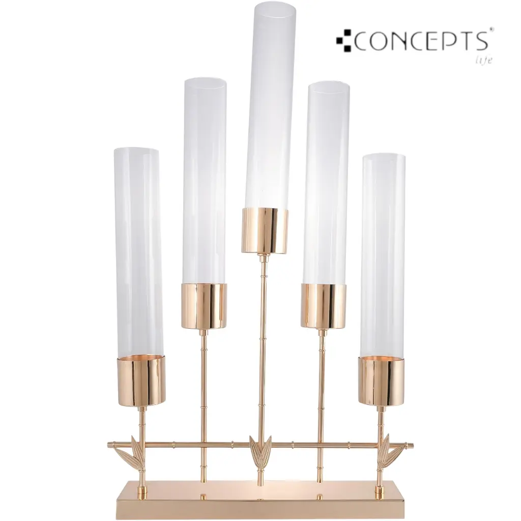 CANDELABRO DORADO METAL/VIDRIO 43X8X70CM