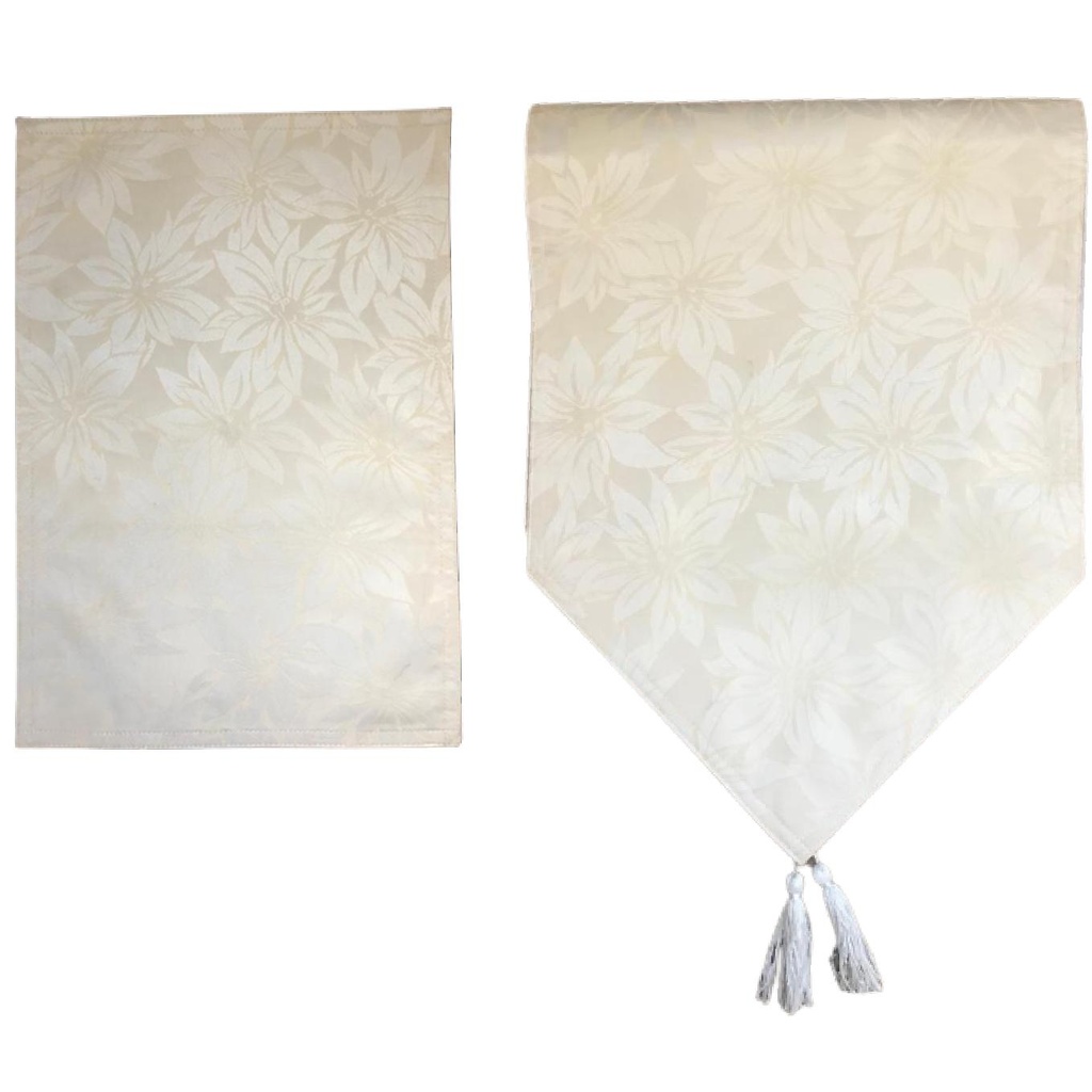 CAMINO DE MESA NAVIDEÑO PONSETIA BEIGE 33X180CM 