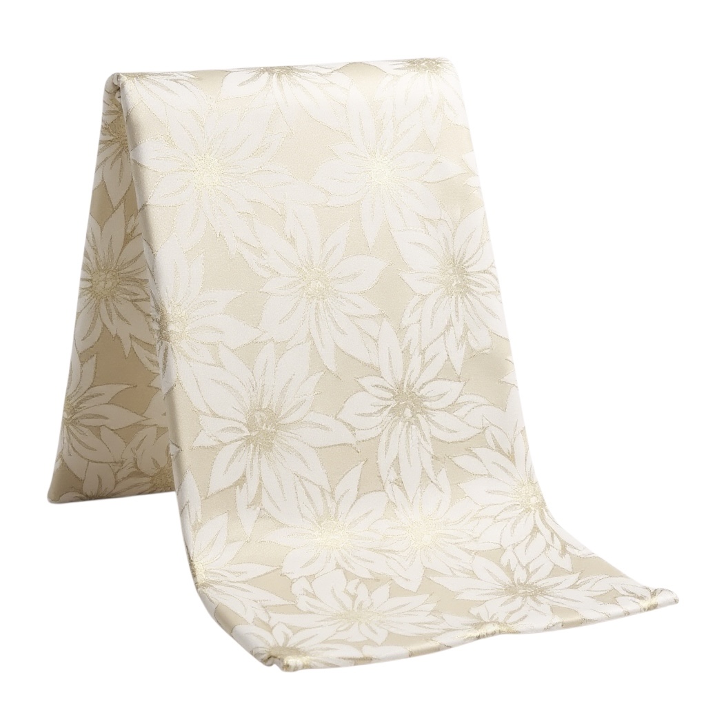 MANTEL NAVIDEÑO BEIGE CON PONSETIAS DORADAS 150X220CM 