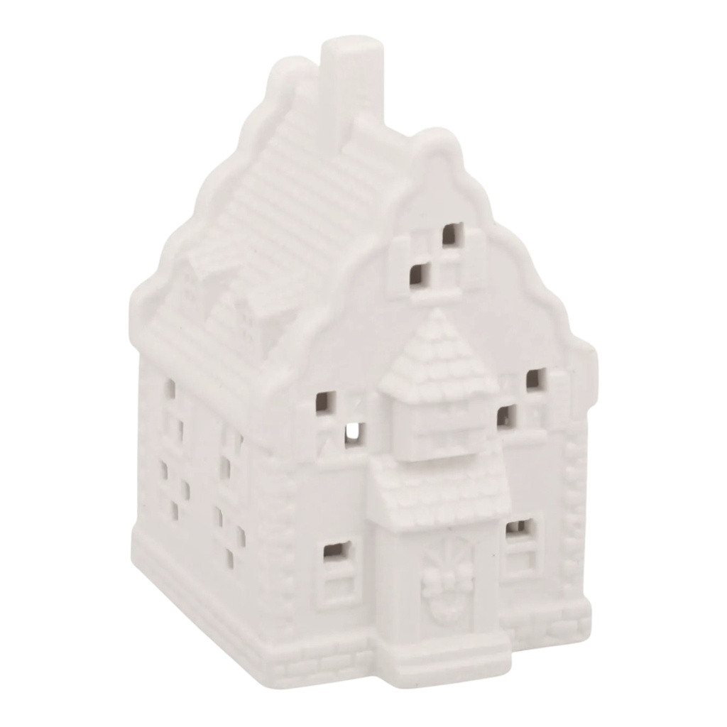 Casa navideña de cerámica con luz led. Ref:LP004 9X8X12CM
