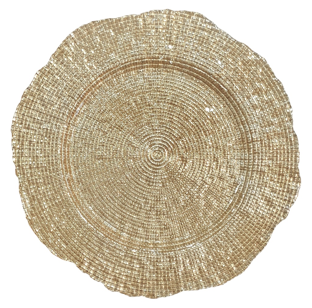 PLATO BASE DE VIDRIO DORADO REF:ES28456 33CM