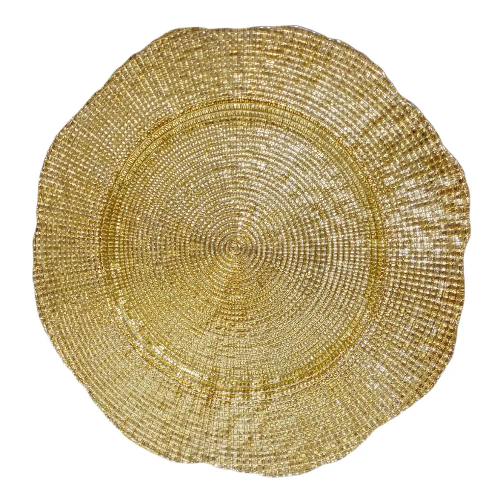 PLATO BASE DE VIDRIO DORADO REF:ES28456 33CM