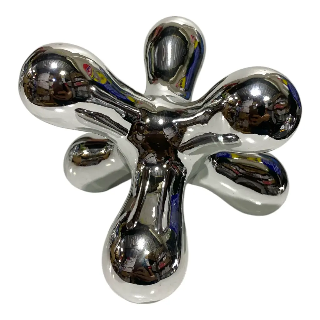 ESCULTURA JAX O HEXAGONAL A FLO DE PORCELANA PLATEADO 15X15X15CM 