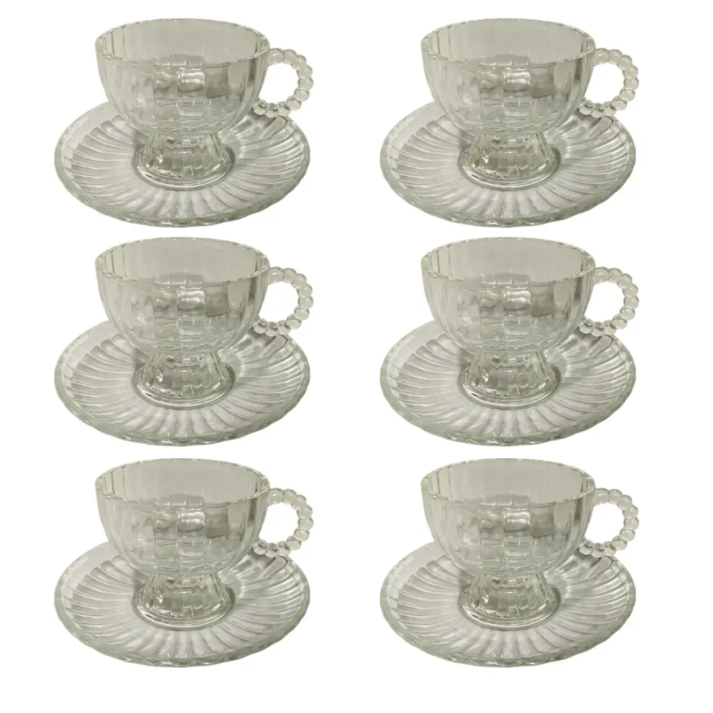 TAZAS DE VIDRIO TRANSPARENTE SET DE 12PZS. 210ML 