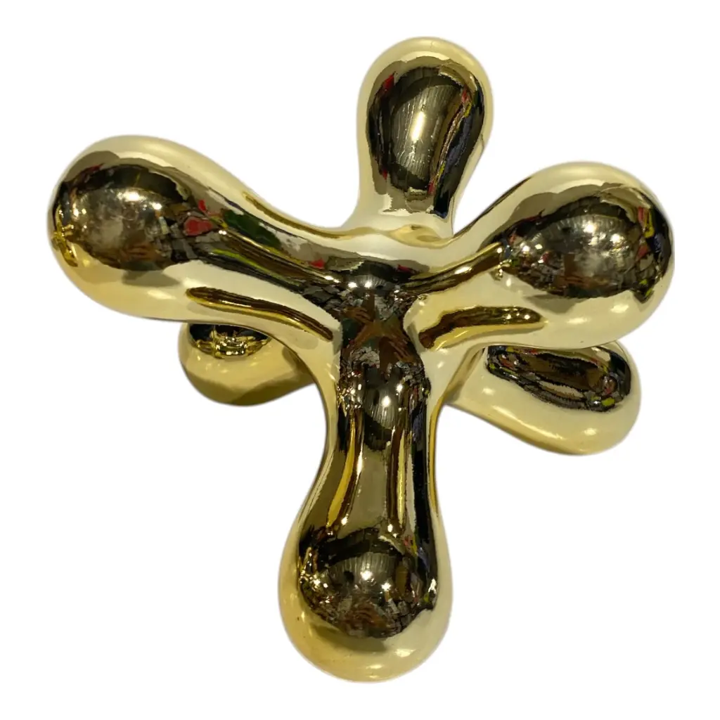 ESCULTURA JAX O HEXAGONAL A FLO DE PORCELANA DORADO 15X15X15CM 