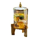 DISPENSADOR DE LIQUIDOS DE VIDRIO CON BASE DE BAMBOO 16X35CM 3.6 LITROS.