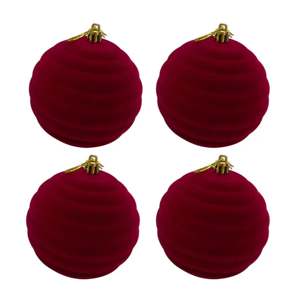 ESFERA NAVIDAD VINO TERCIOPELO 10CM SETX4