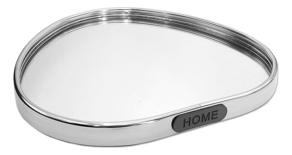 BANDEJA DE ALUMINIO PLATEADA CON ESPEJO 25X26CM 
