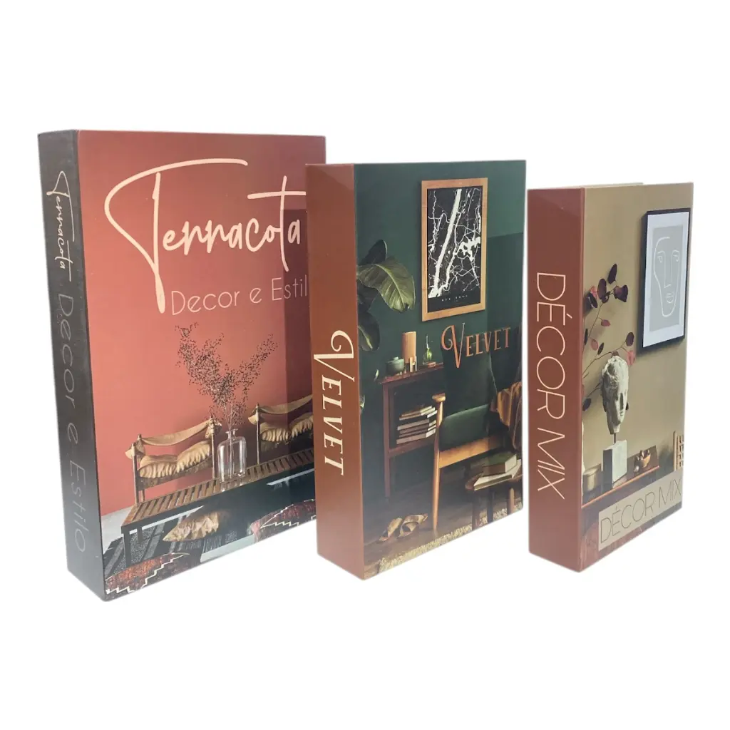 SET DE 3 LIBROS DECORATIVOS TERRACOTA 17.5X27X5.5CM 
