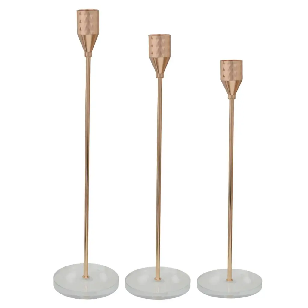 CANDELABRO DE METAL DORADO SETX3 PZ. REF:ES27838 22 CM, 27CM, 32CM