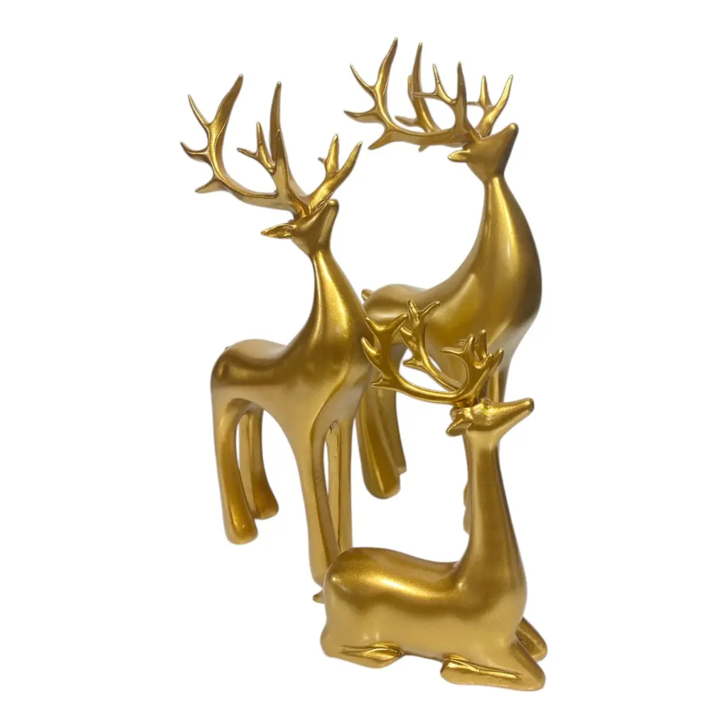 RENOS DORADOS SETX3 PZS. POLIRESINA 11X4X16CM, 12X5X28CM, 14X6X30CM