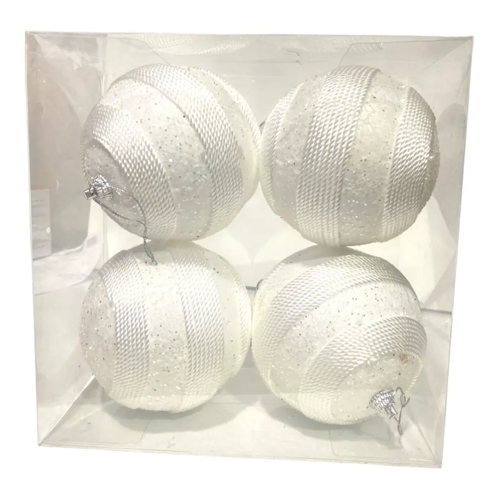 ESFERA NAVIDEÑA 10CM BLANCA SETX4 PZS. 