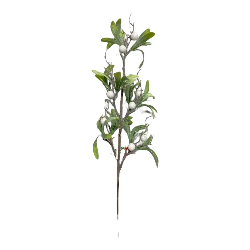 RAMA VERDE CON CEREZAS BLANCAS 60CM