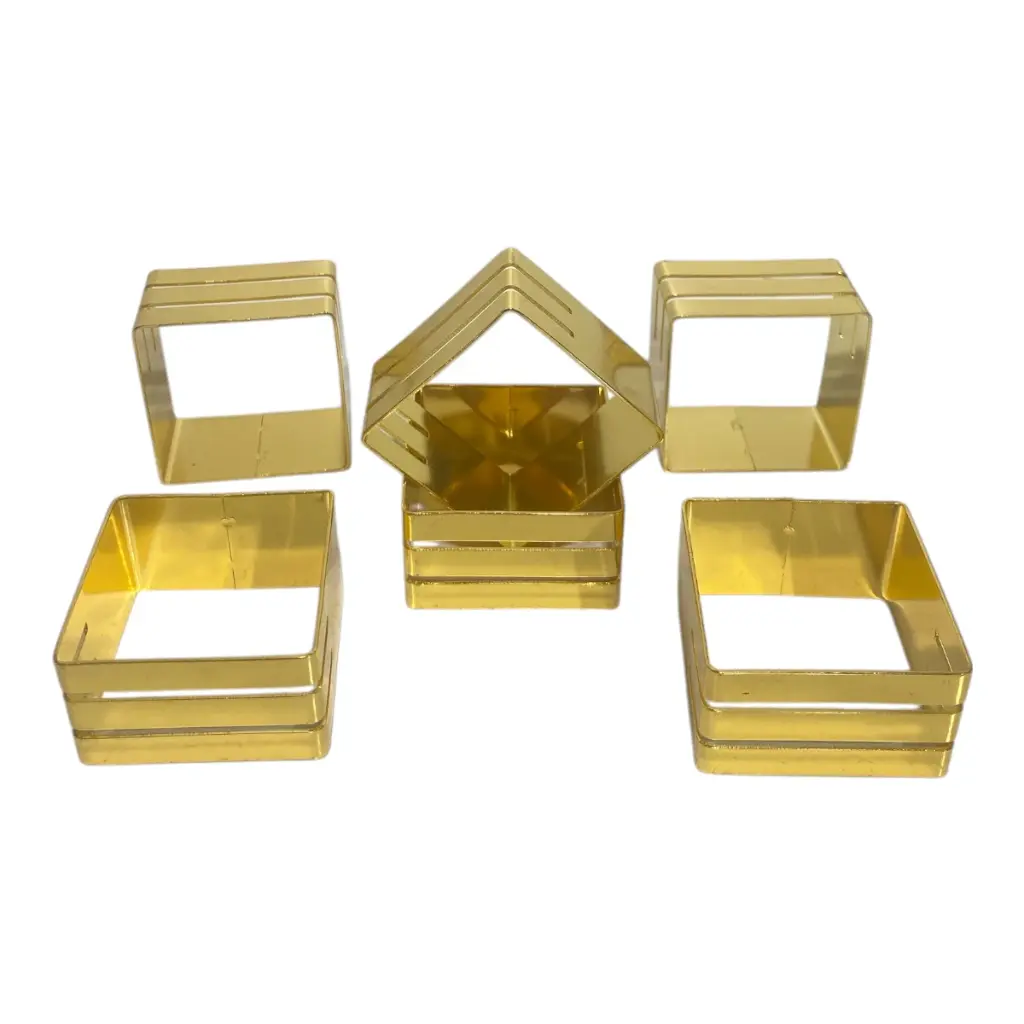SERVILLETERO METALICO DORADO CROMADO SET X 6 PZS. 