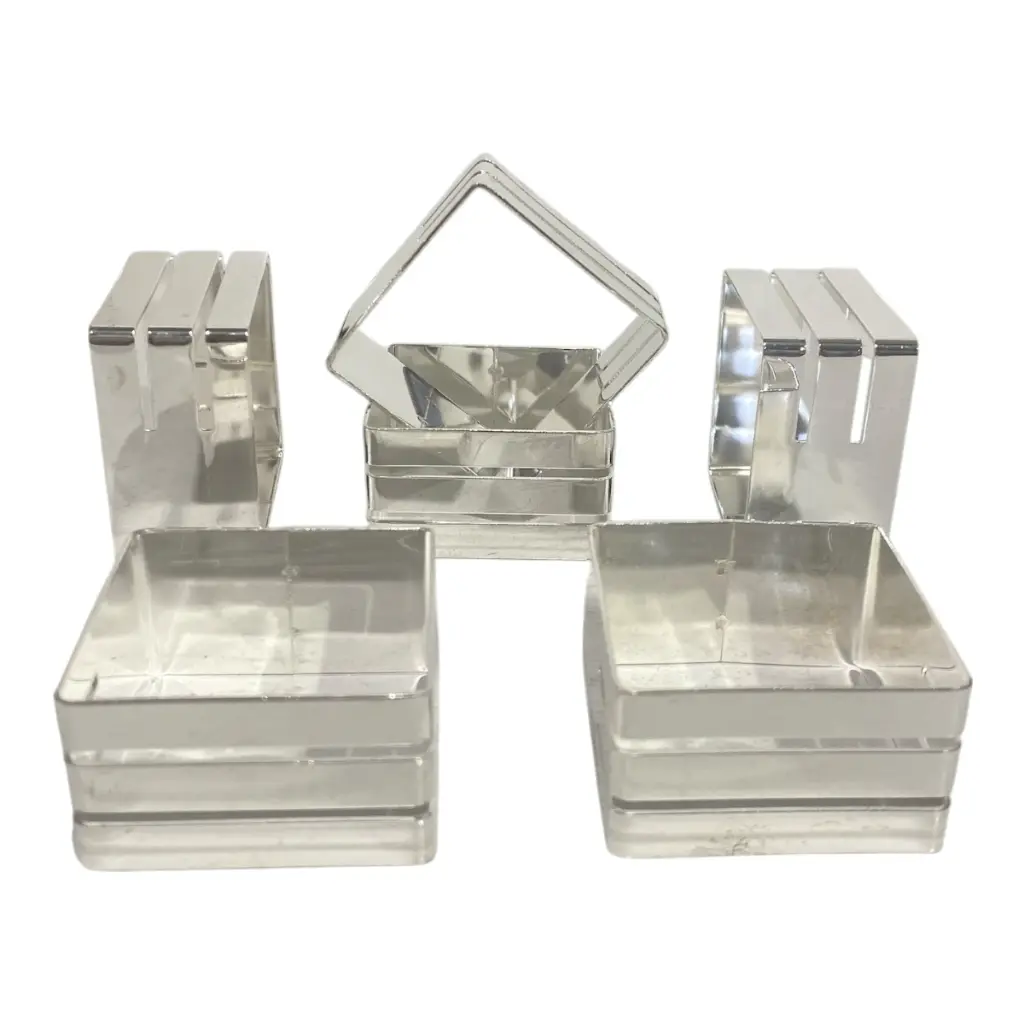 SERVILLETERO METALICO PLATEADO CROMADO SET X 6 PZS.  