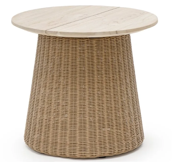 MESA DE MIMBRE Y MADERA 50X50X50CM