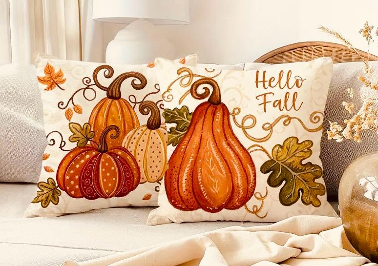 FORRO DE COJIN CALABAZA PIEL DE DURAZNO 45X45CM