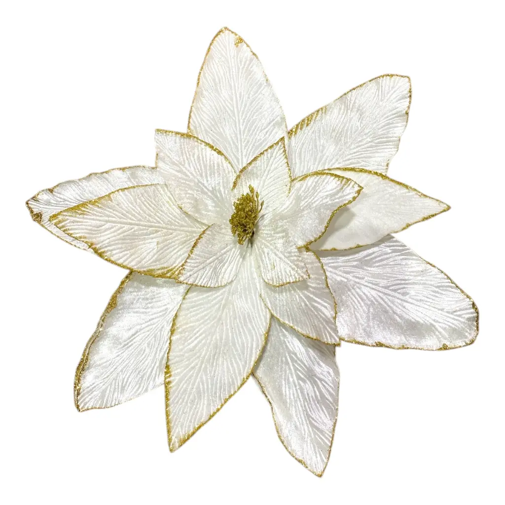 FLOR NAVIDEÑA BEIGE FILO DORADO Ø52CM
