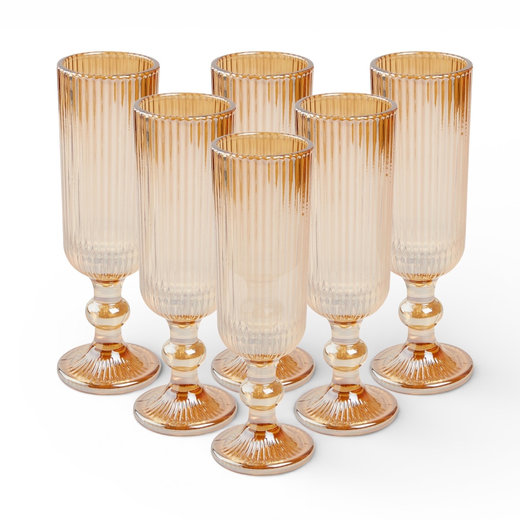 SET DE 6 COPAS CRISTAL ÁMBAR 18X5.5CM